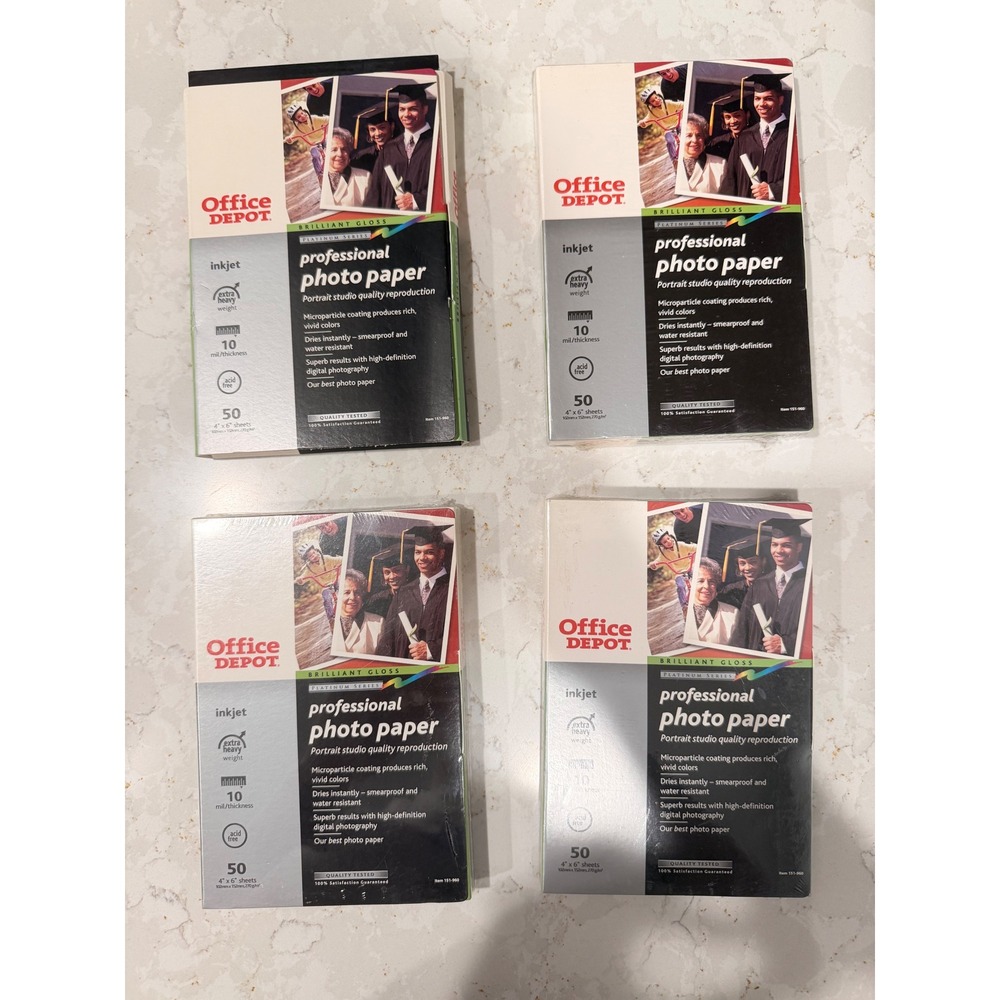 Office Depot Photo Paper 4x6 Brilliant Gloss Sheets SINGULAR Box CAN BUNDLE